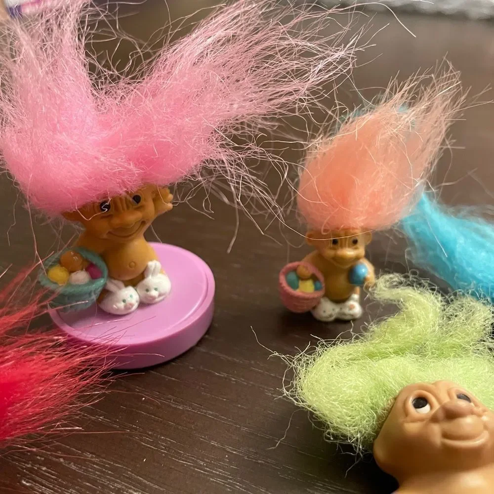 Russ Vintage Troll Lot Cupid Ring Pencil Toppers Easter lot of 9